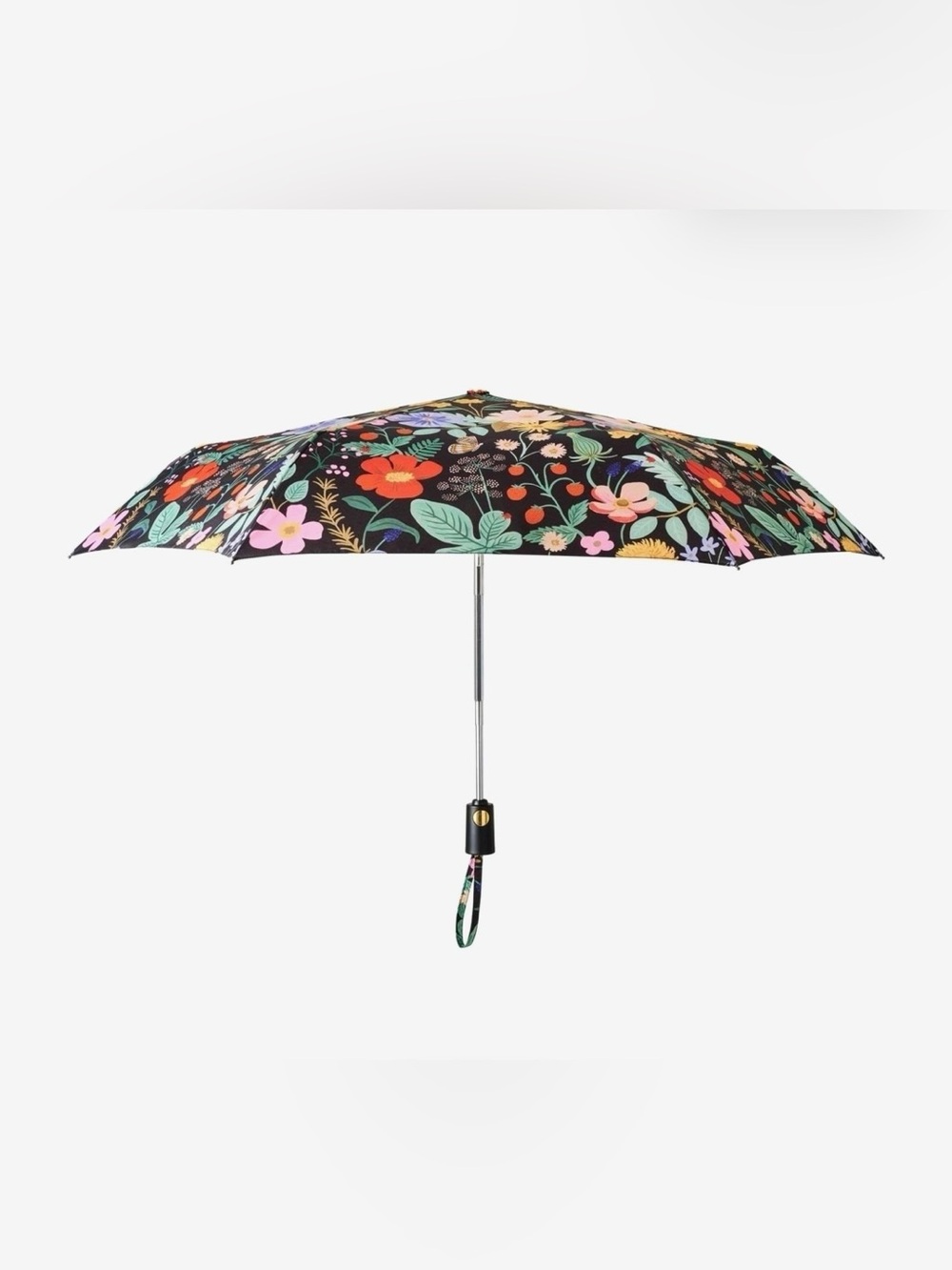Rifle Paper Co. Strawberry Fields Floral Compact Umbrella Auto Open Close